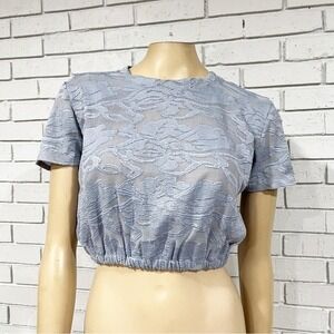 Aritzia Wilfred Blue‎ Lace Crop Top - Size XS